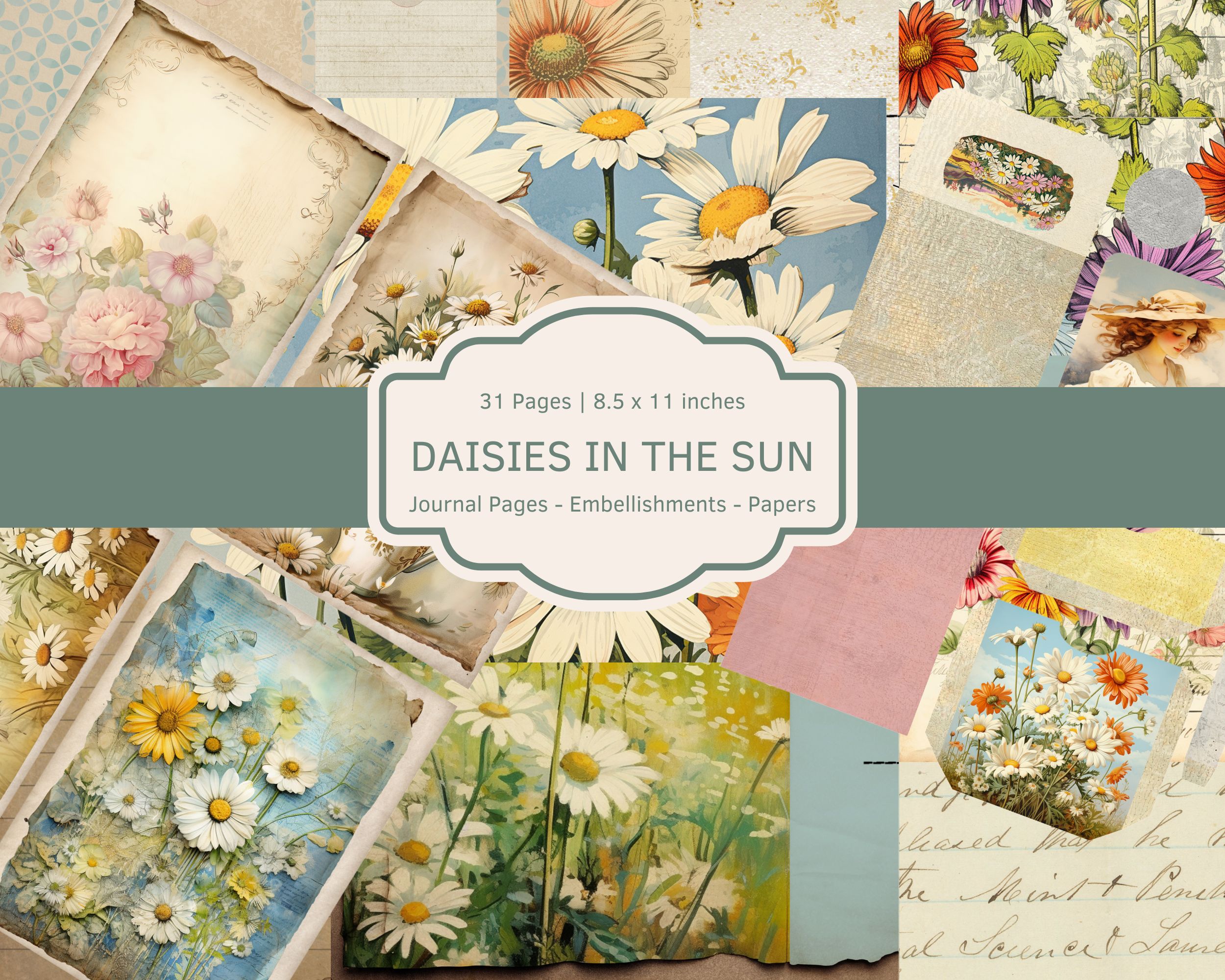 Junk Journal Printable Daisies in the Sun